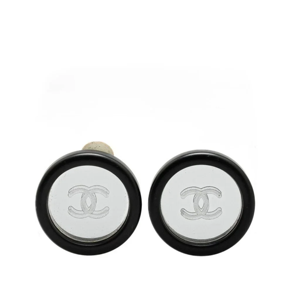 CHANEL Vintage Black Logo Earrings